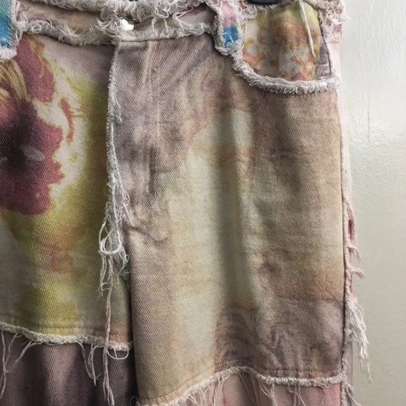 Jaded London Boyfriend fit New York CITY Liberty Patchwork fringe jeans SIZE W28 - Picture 6 of 11